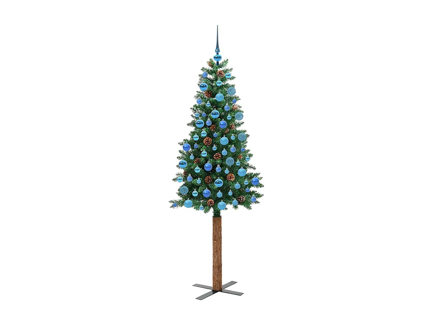 Slanke groene kerstboom 180 cm PVC en massief grenenhout