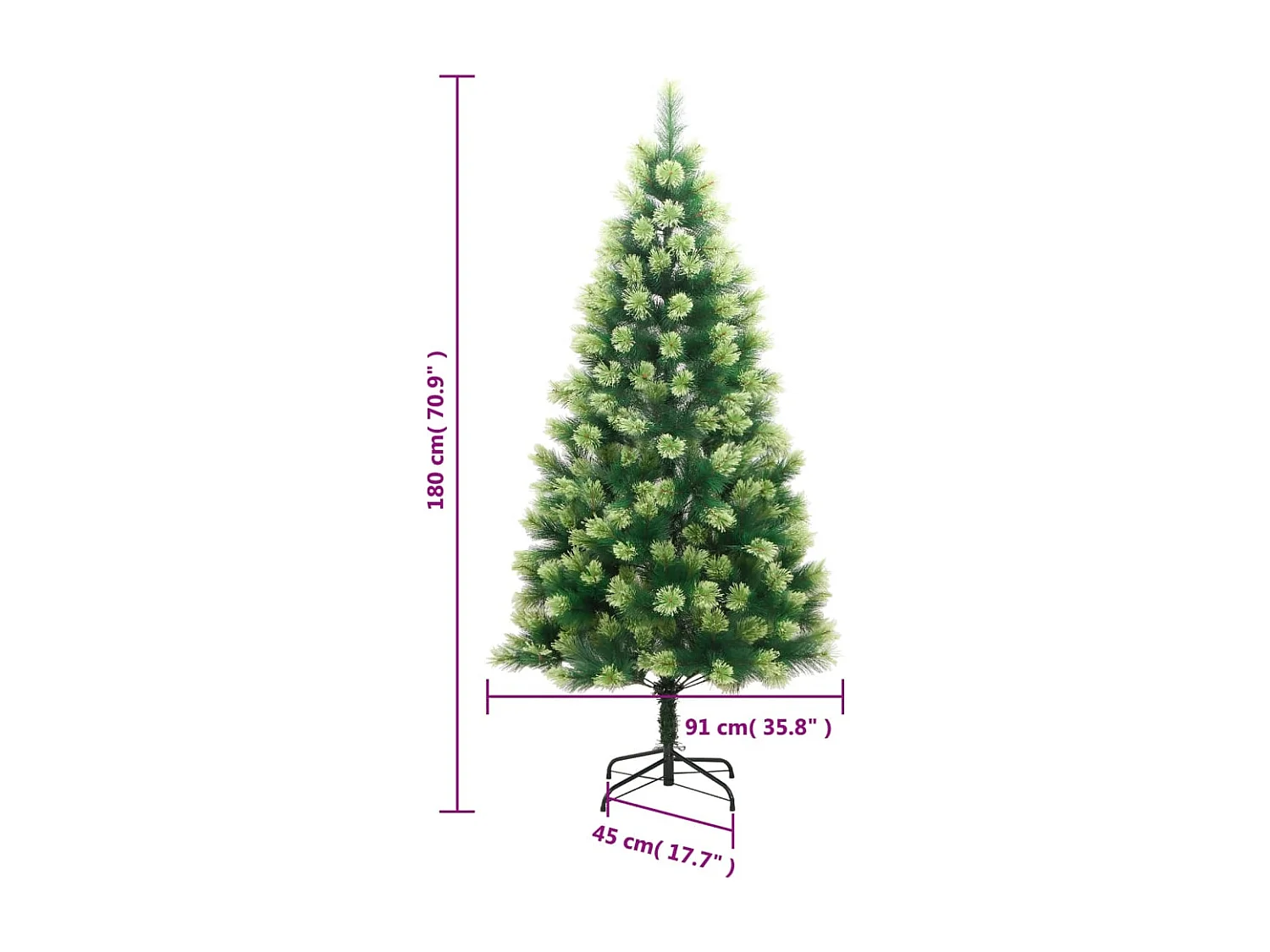 Albero di Natale artificiale con supporto incernierato 180 cm