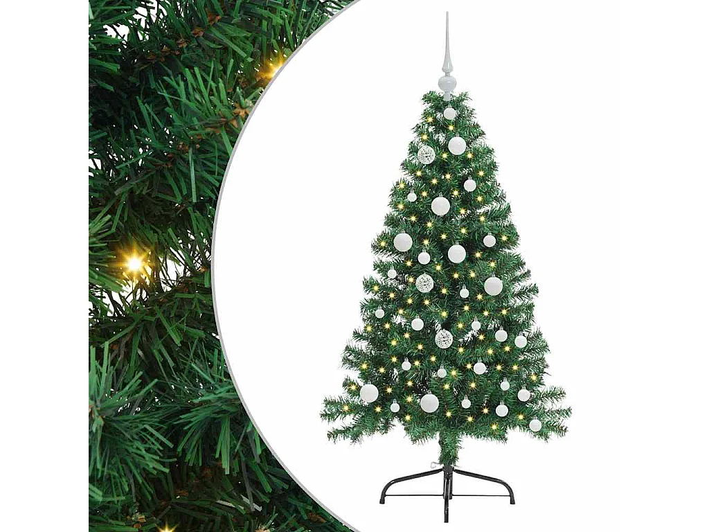 Voorverlichte kunstkerstboom groen 120cm PVC
