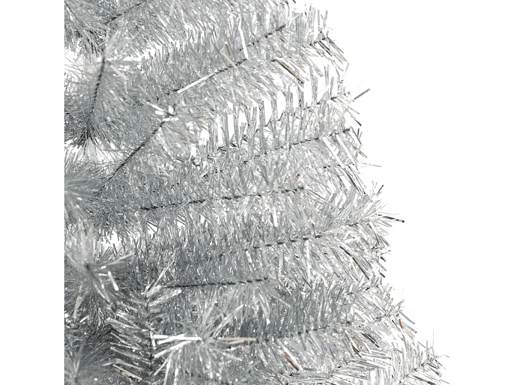 Mezzo albero di Natale artificiale con supporto argentato 210 cm PET