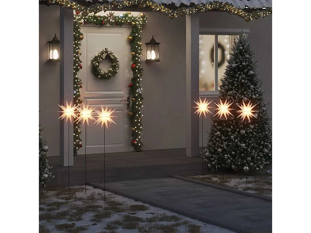Lumières de Noël avec piquets 3 pcs LED pliable blanc 35 cm