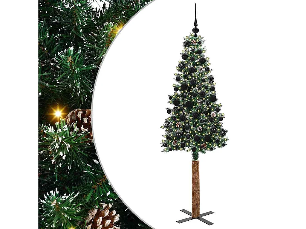 Albero di Natale sottile con 300 LED verde e bianco 180 cm
