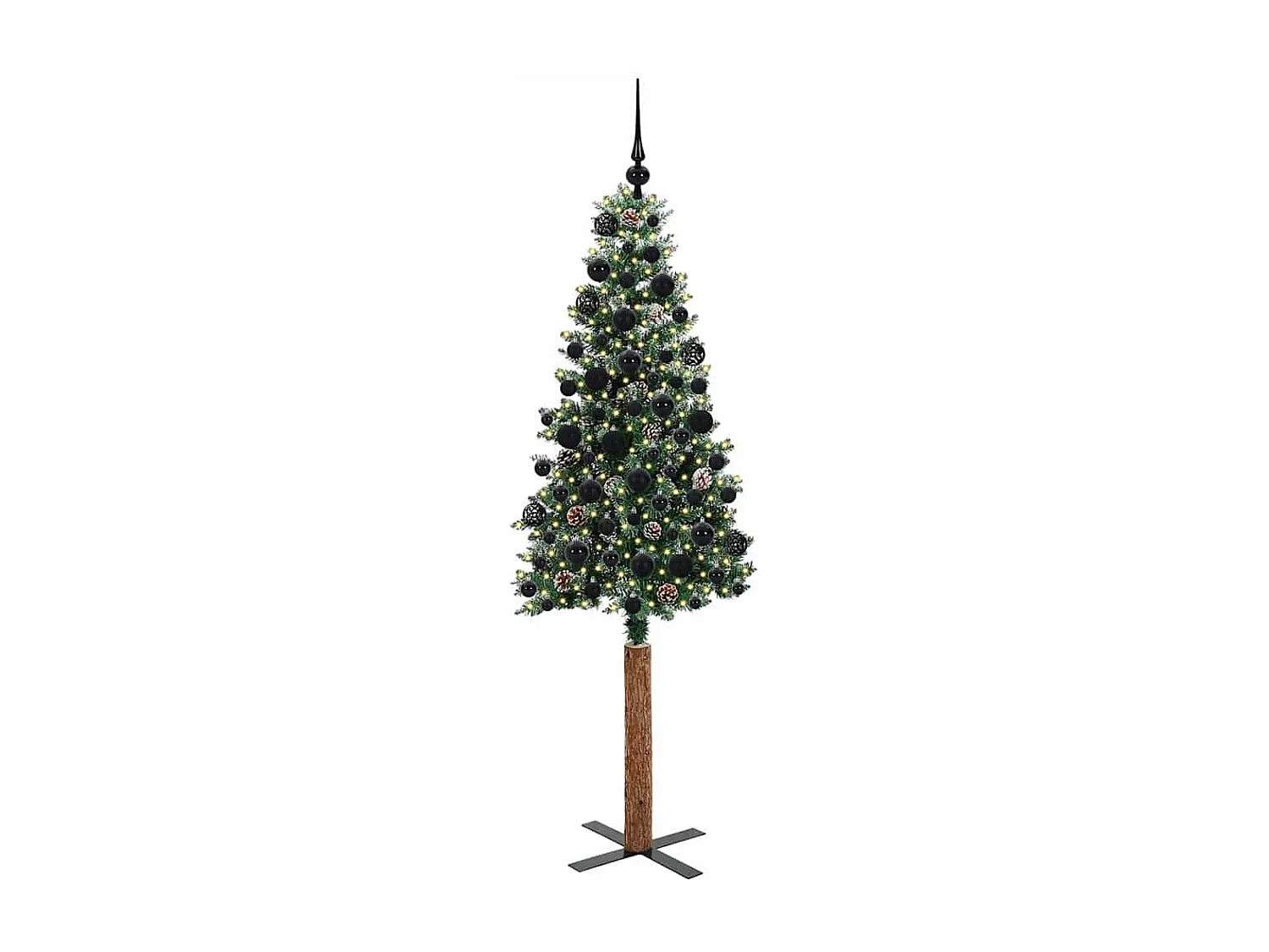 Albero di Natale sottile con 300 LED verde e bianco 180 cm