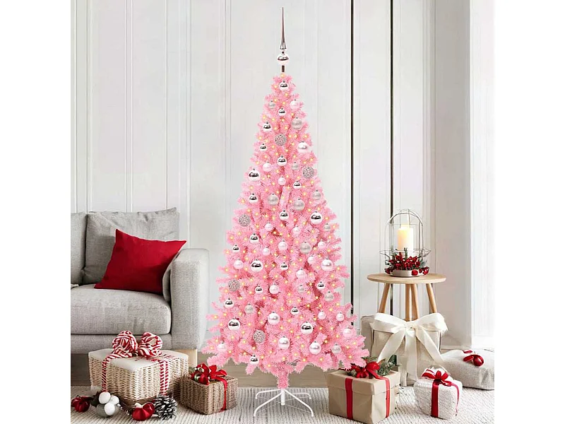 Kerstboom met 300 LED's met standaard Roze 180 cm PVC