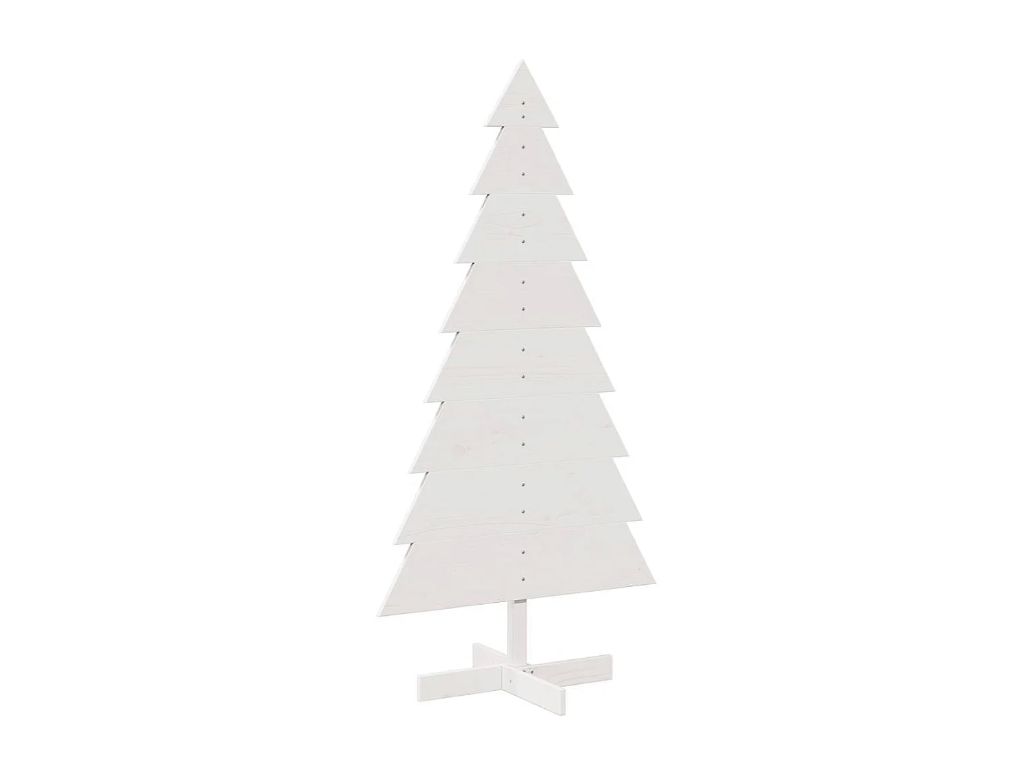 Albero di Natale in legno per decorazione bianco 150 cm pino massiccio