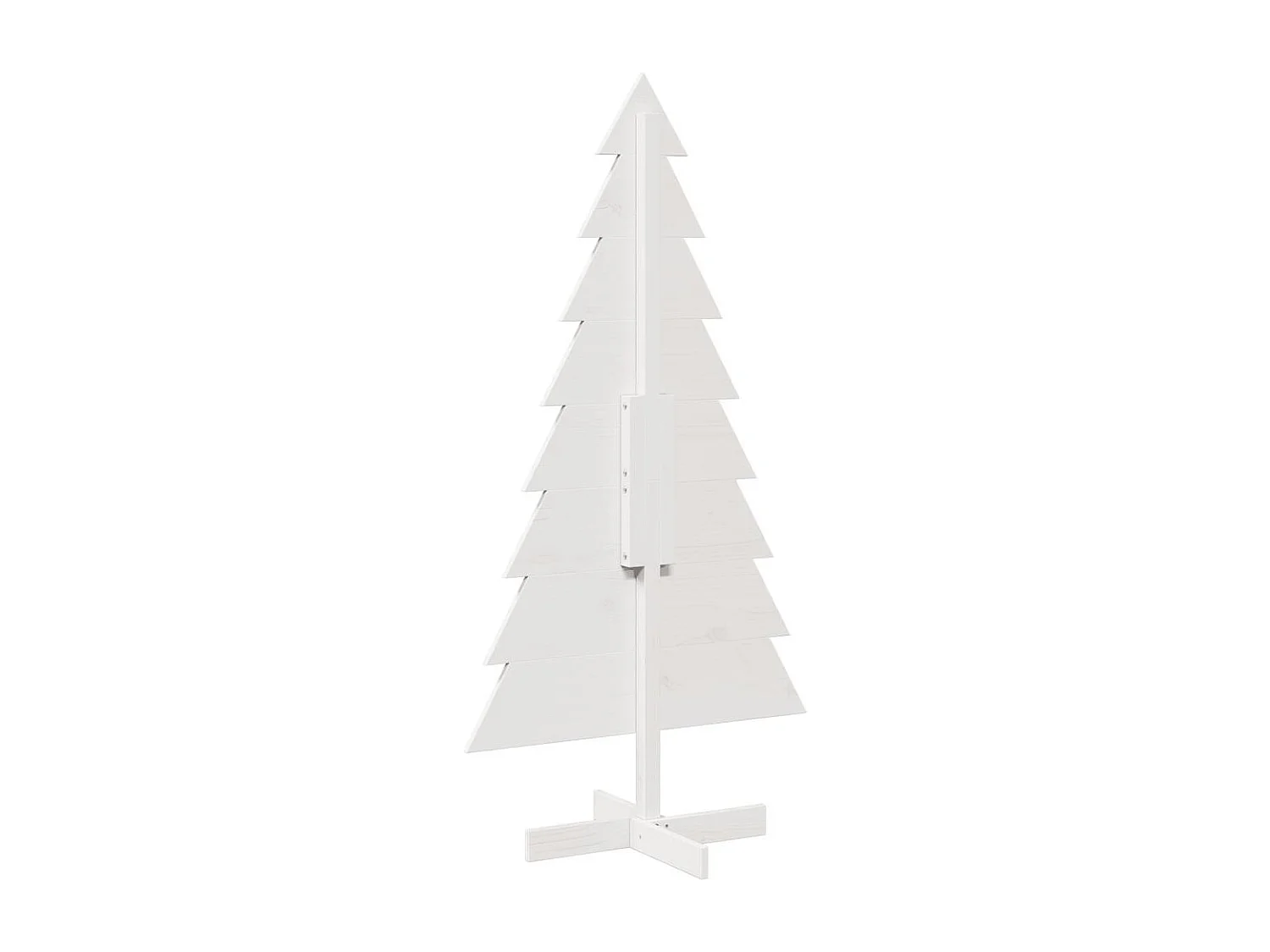 Albero di Natale in legno per decorazione bianco 150 cm pino massiccio