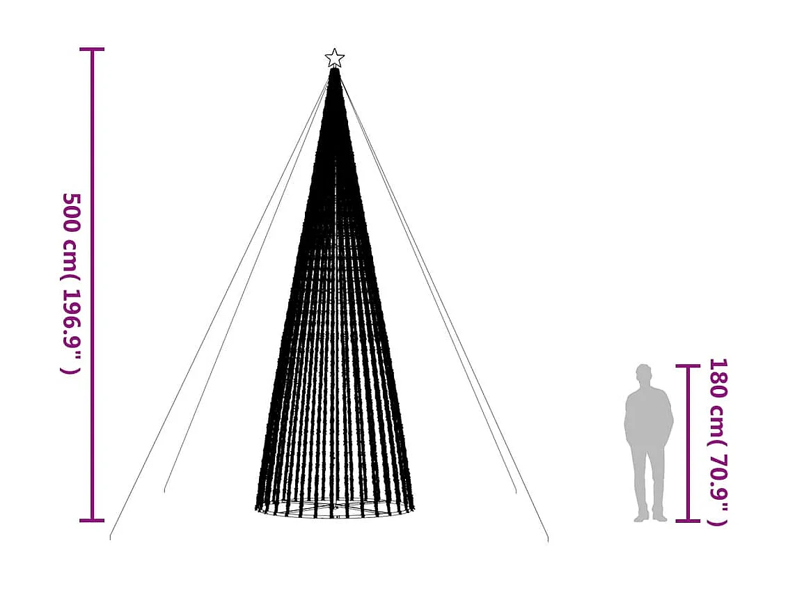 Sapin de Noël à LED 1544 LED bleu 500 cm