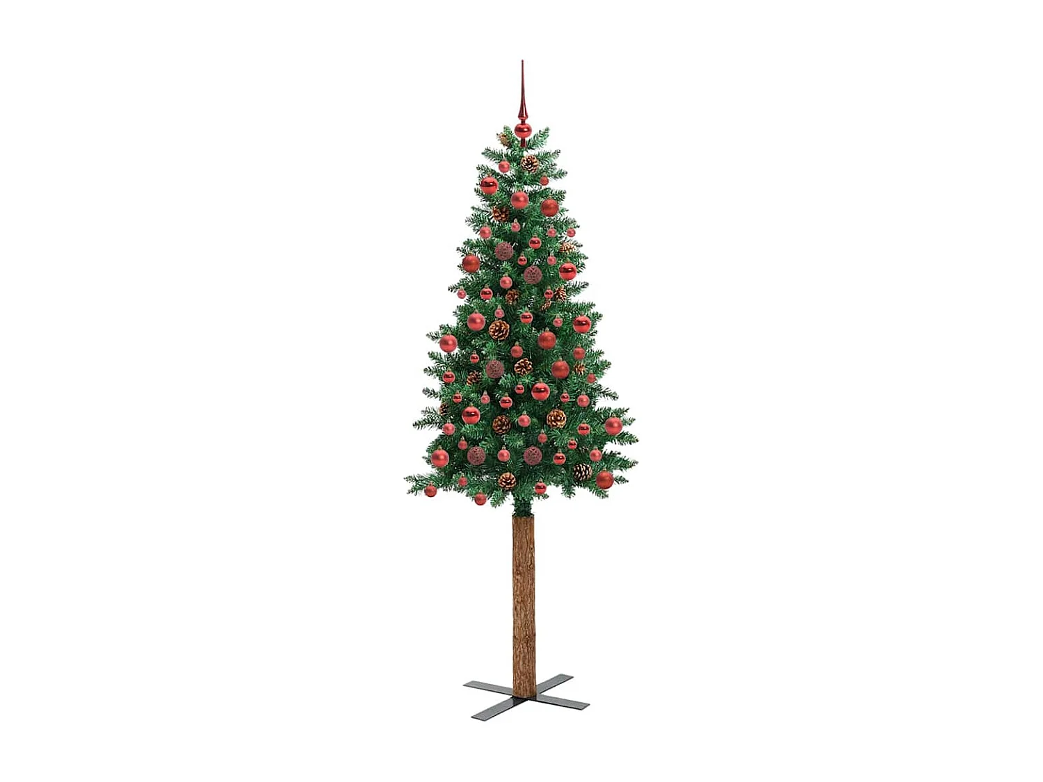 Sapin de Noël mince Vert 180 cm PVC et bois de pin massif