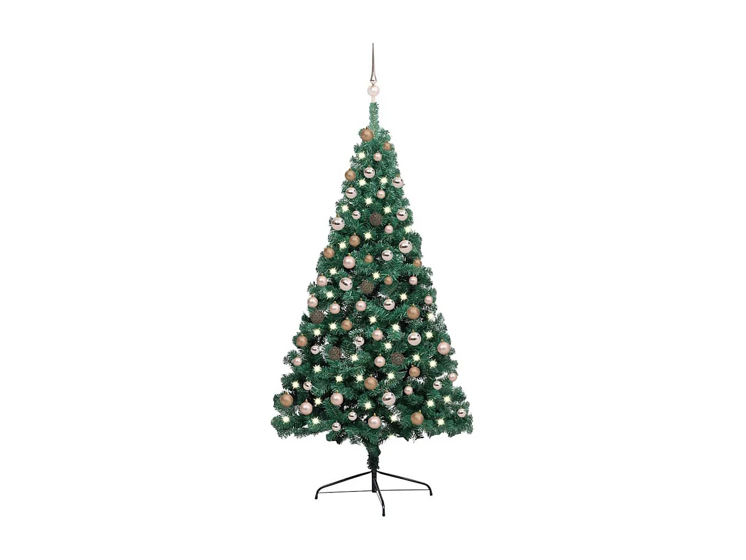 Albero di Natale artificiale preilluminato con palline verdi, 180 cm