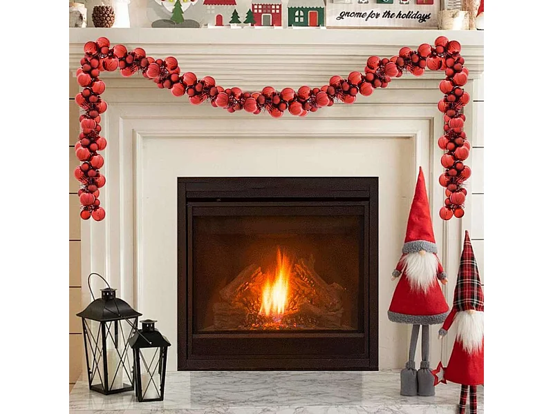 Guirlande de Boules de Noël Rouge 186 cm Polystyrène