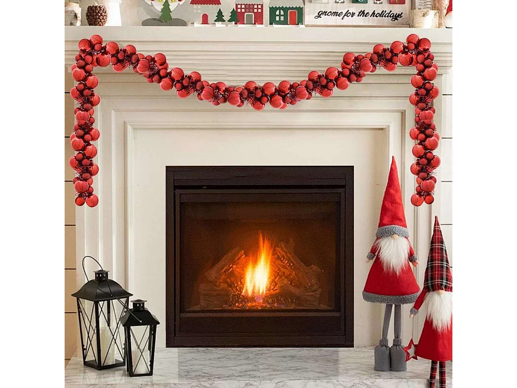 Guirlande de Boules de Noël Rouge 186 cm Polystyrène