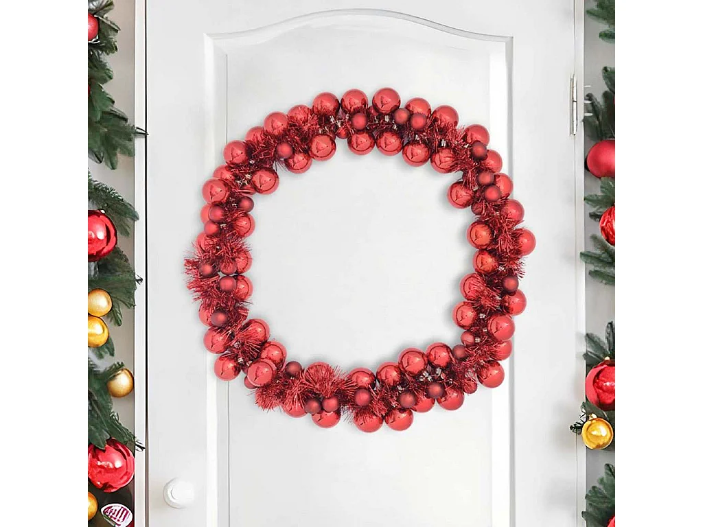 Ghirlanda di palline di Natale rosse 186 cm in polistirolo
