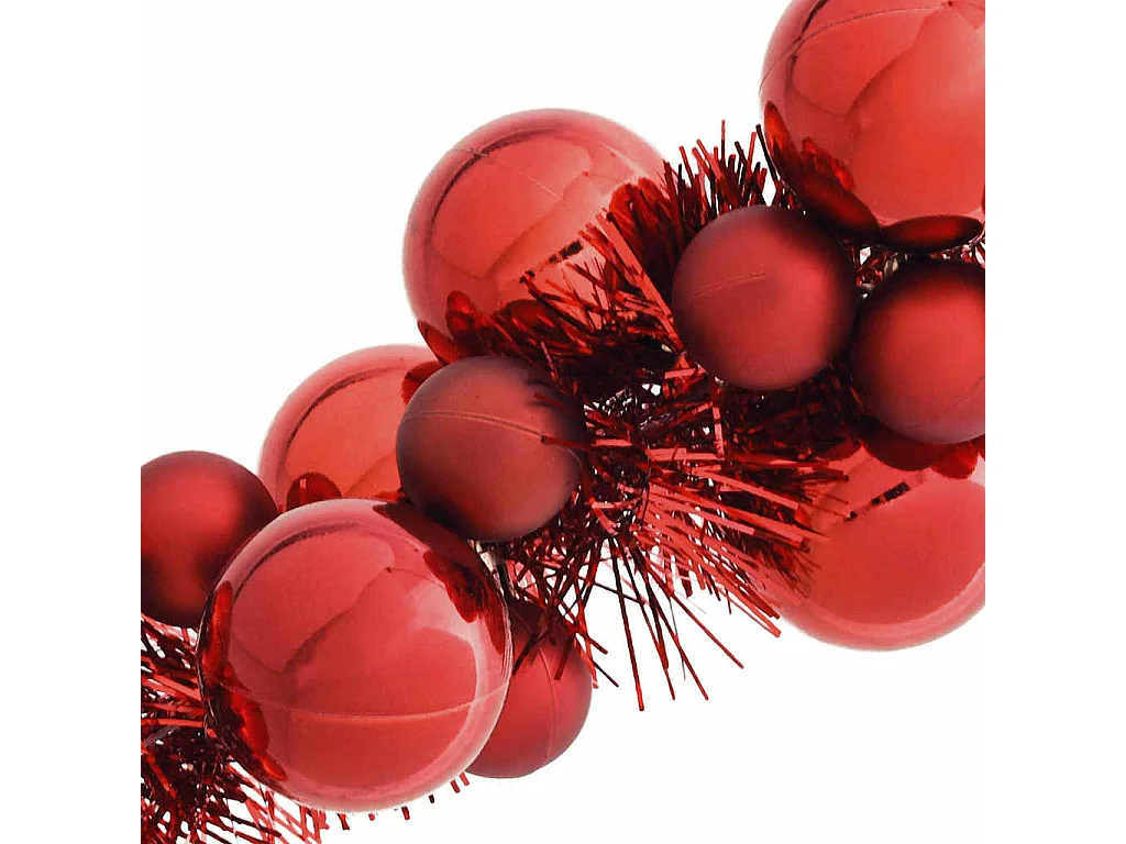 Ghirlanda di palline di Natale rosse 186 cm in polistirolo