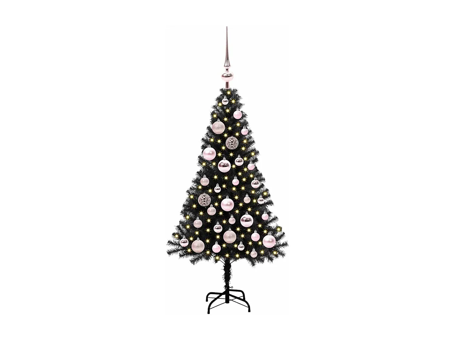 Sapin de Noël avec 150 LED avec support Noir 120 cm PVC