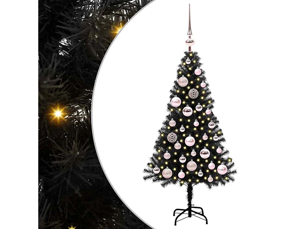 Kerstboom met 150 LED's met standaard Zwart 120 cm PVC