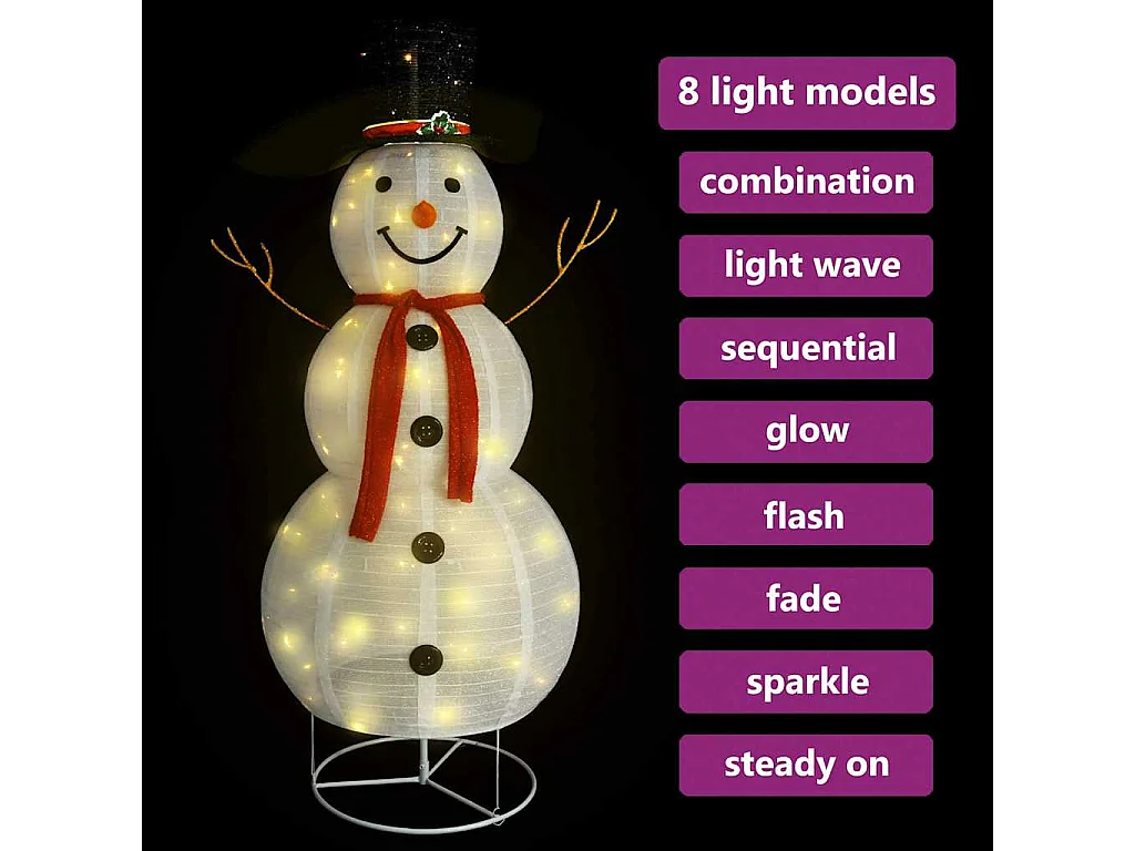 Figurine de bonhomme de neige de Noël à LED Tissu 180 cm