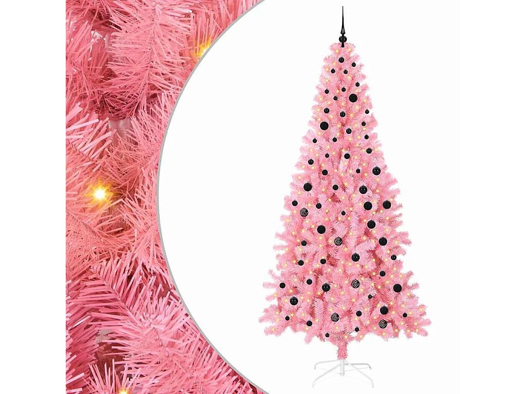 Weihnachtsbaum mit 300 LEDs mit Ständer Pink 240 cm PVC