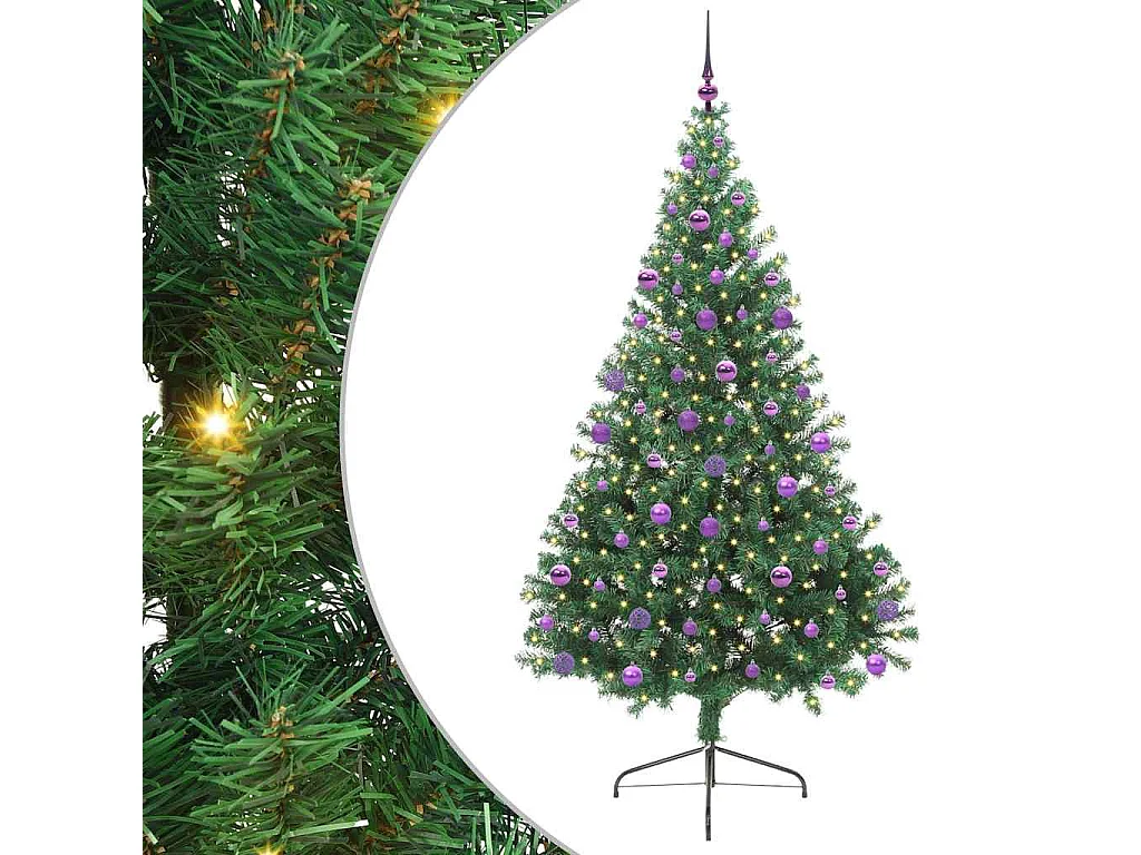 Sapin de Noël artificiel pré-éclairé Vert 210 cm PVC