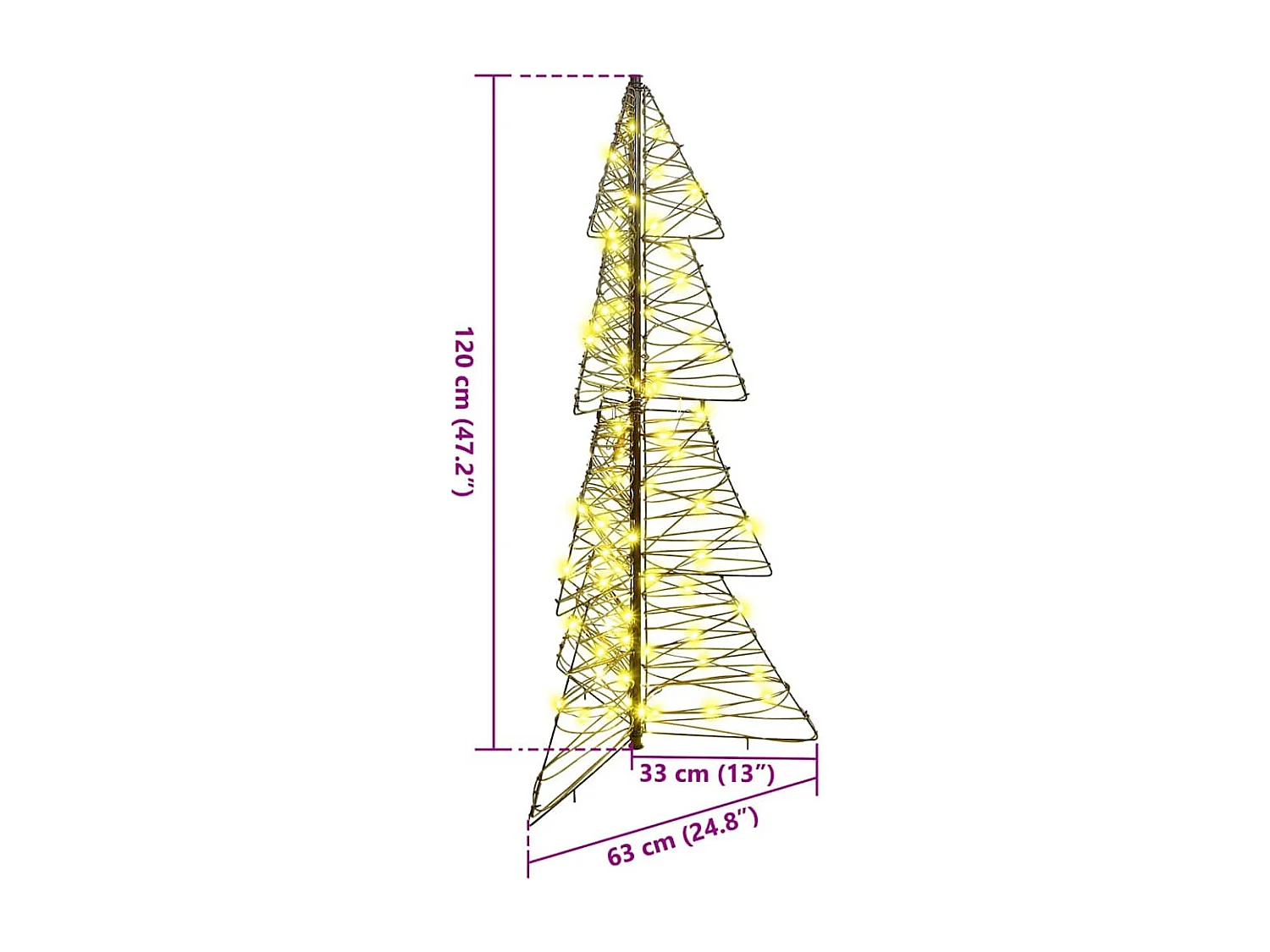 Kerstboom met 100 LED's Warm wit 120 cm Rotan