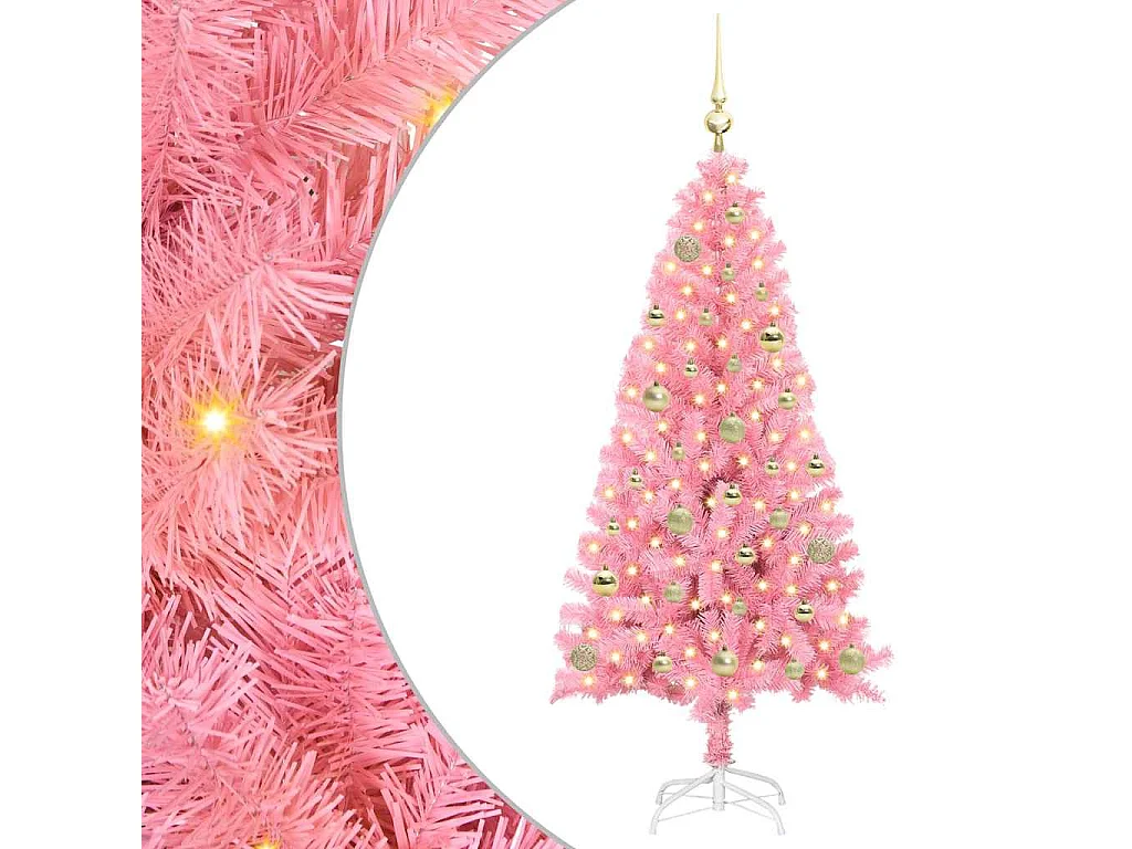 Weihnachtsbaum mit 150 LEDs mit Ständer Pink 150 cm PVC