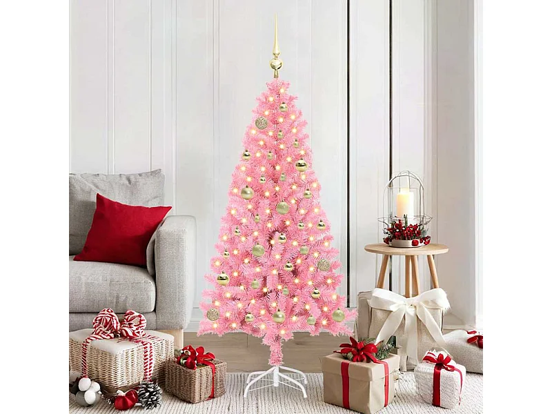 Weihnachtsbaum mit 150 LEDs mit Ständer Pink 150 cm PVC