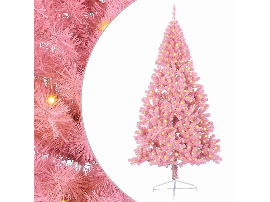 Voorverlichte kunstkerstboom roze 240cm PVC