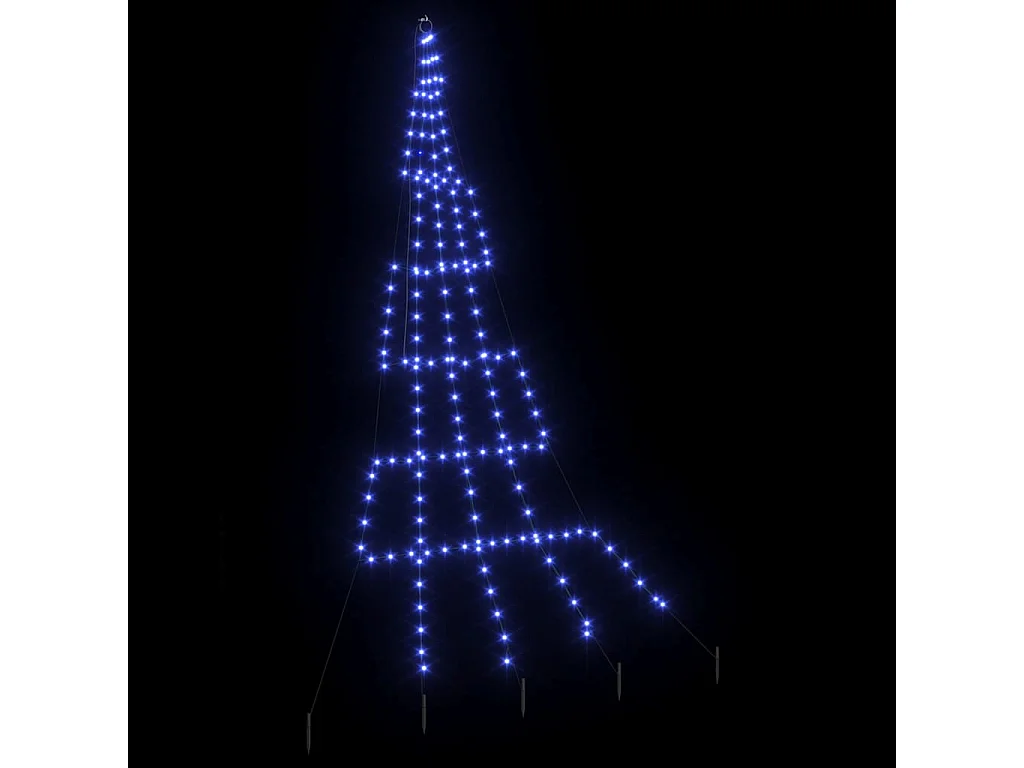 LED Weihnachtsbaum mit Erdspießen Blau 300 cm Metall