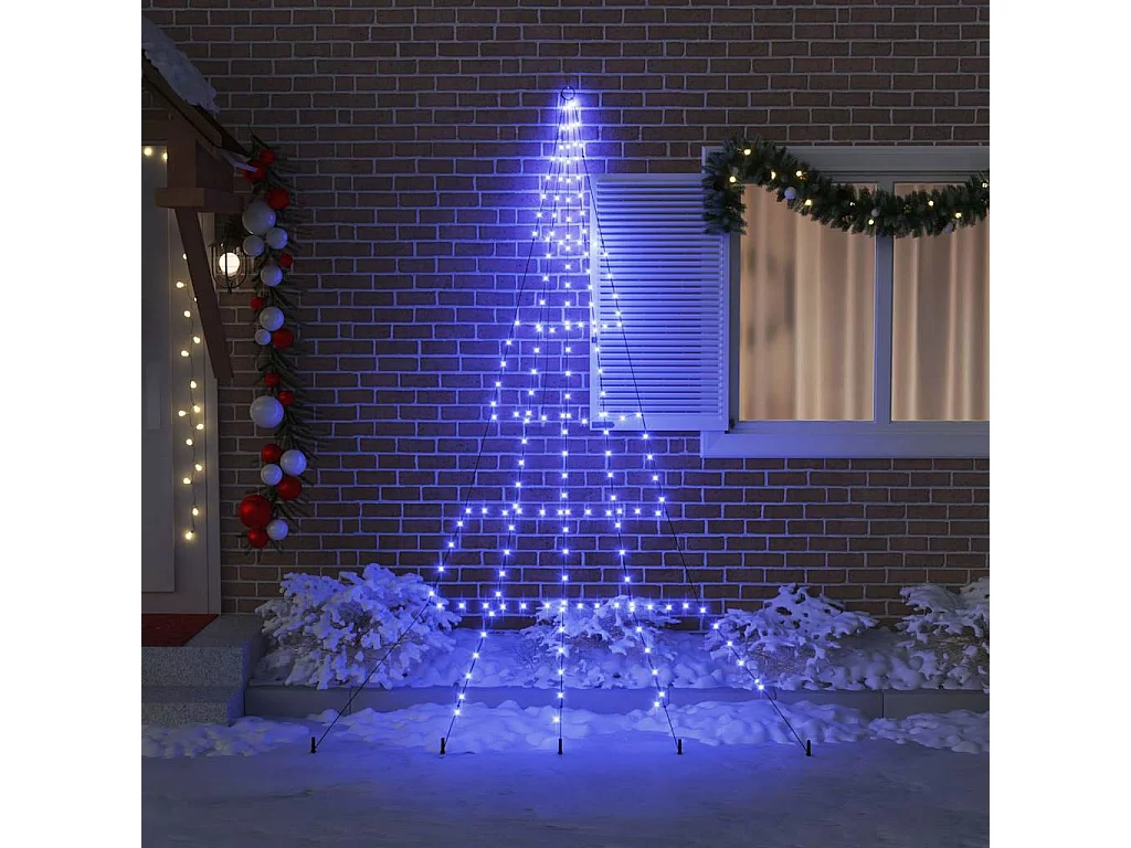 LED Kerstboom met grondpennen Blauw 300 cm Metaal
