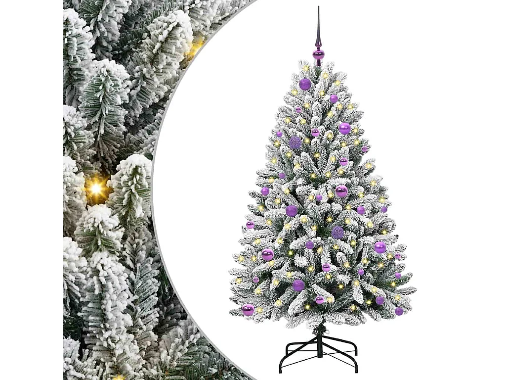 Künstlicher Weihnachtsbaum Grün und Weiß 150 cm PVC und Metall