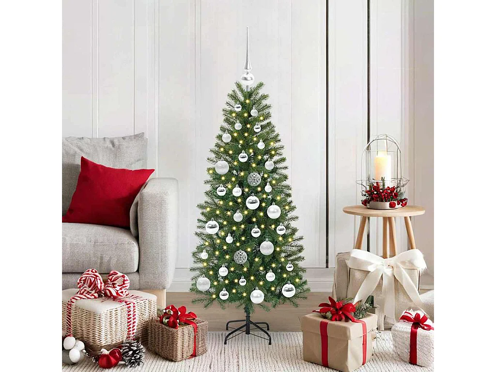 Albero di Natale artificiale con 150 LED Verde 120 cm PE e PVC