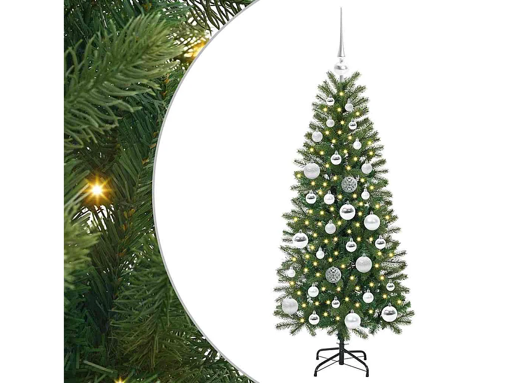Albero di Natale artificiale con 150 LED Verde 120 cm PE e PVC