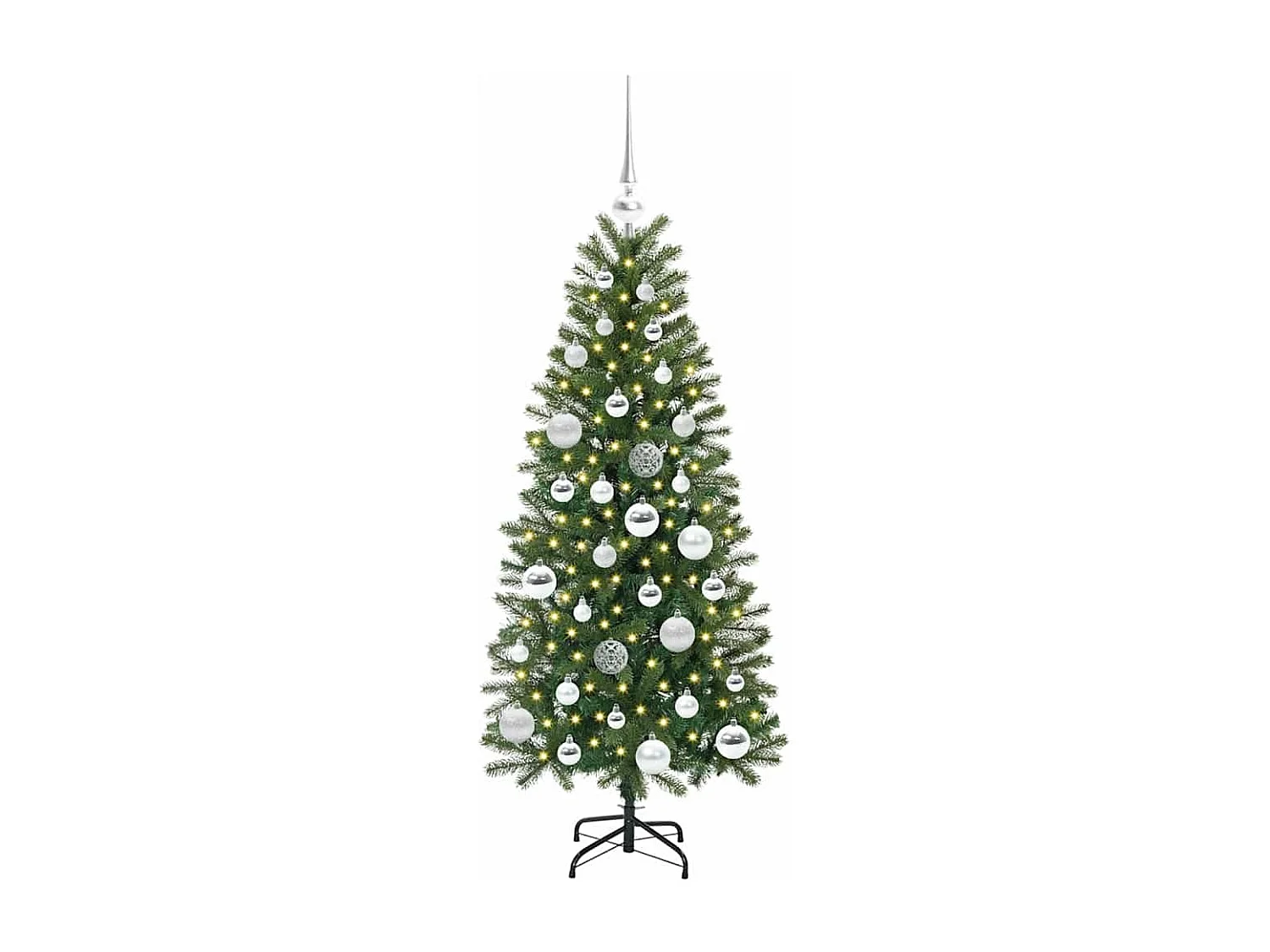 Albero di Natale artificiale con 150 LED Verde 120 cm PE e PVC