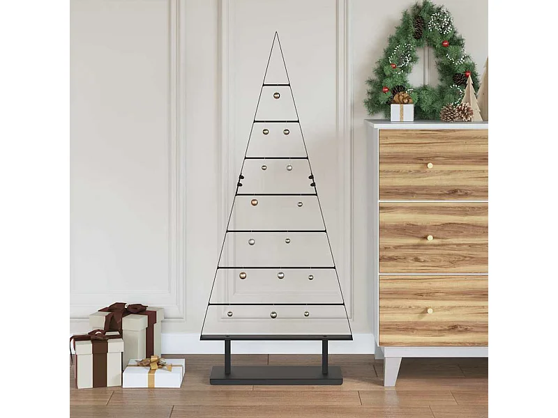 Albero di Natale in metallo con supporto Nero 125 cm Acciaio