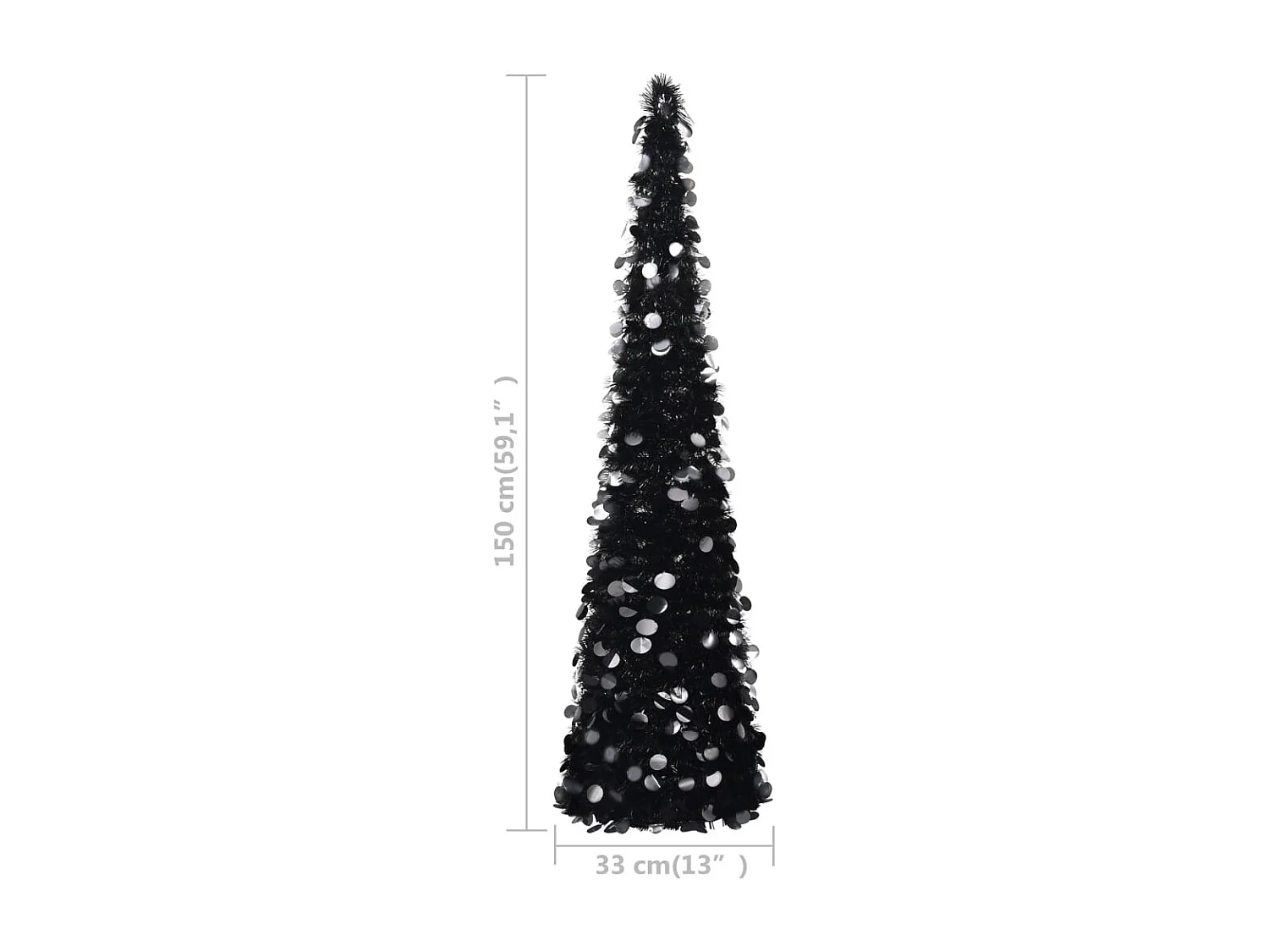 Sapin de Noël artificiel escamotable noir 150 cm PET
