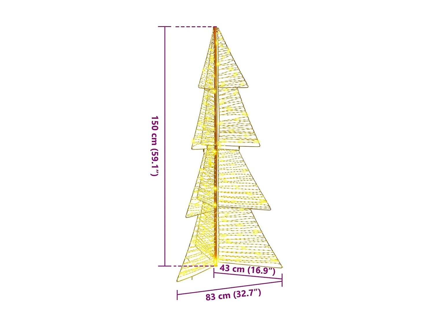 Sapin de Noël avec 160 LED Blanc chaud 150 cm PET