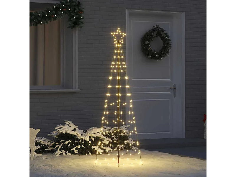 Albero di Natale a LED con picchetti da terra Bianco caldo 250 cm Ferro
