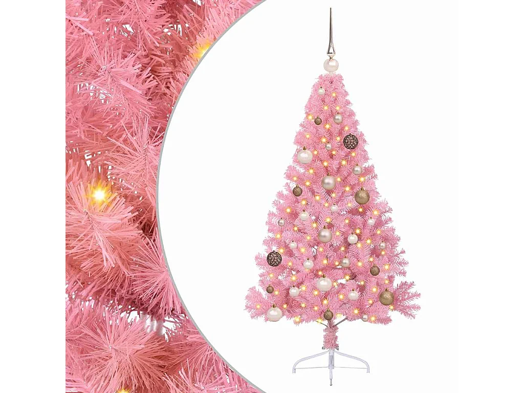 Künstlicher Weihnachtsbaum mit Beleuchtung, Rosa, 150 cm, PVC