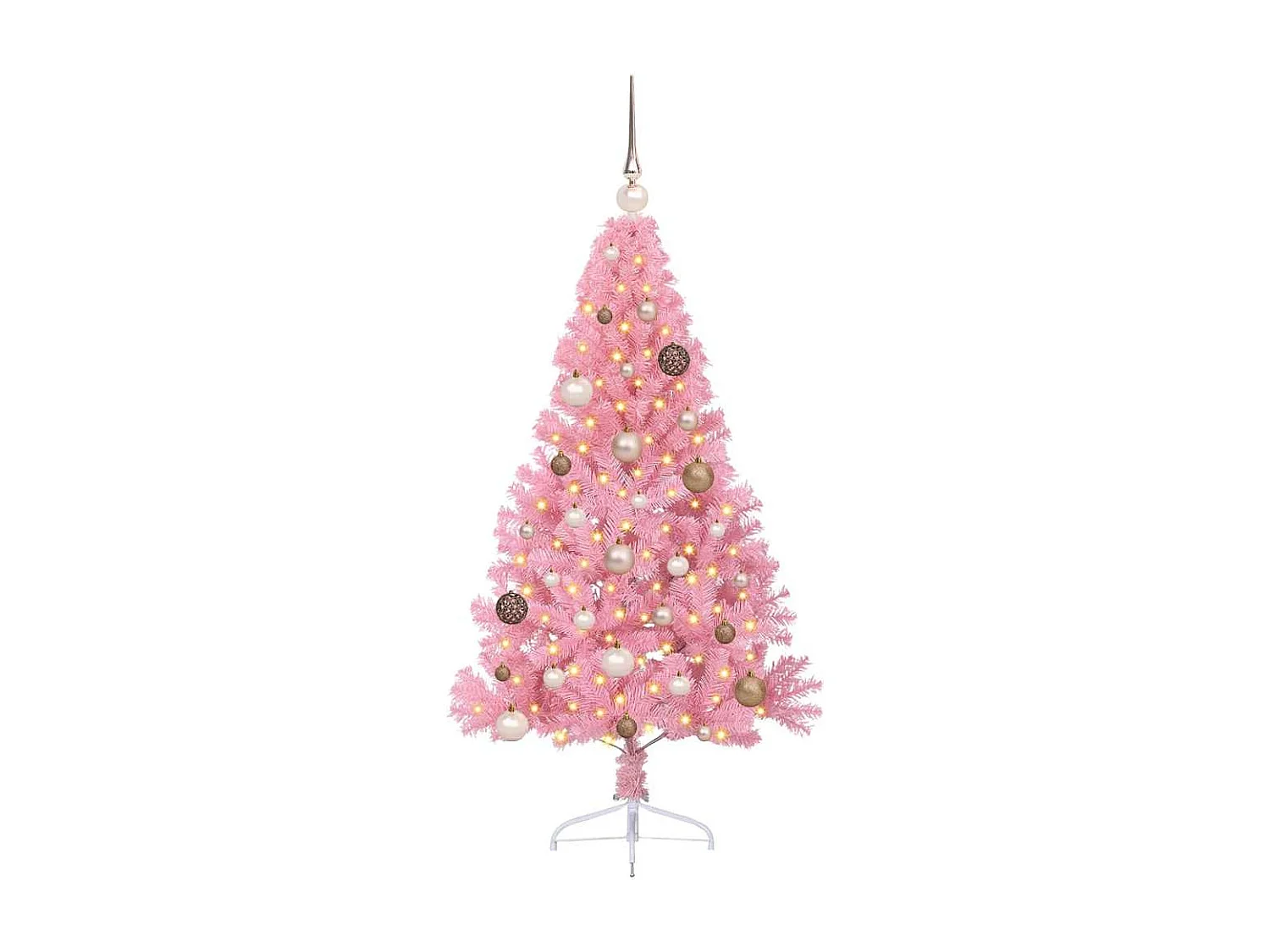 Künstlicher Weihnachtsbaum mit Beleuchtung, Rosa, 150 cm, PVC