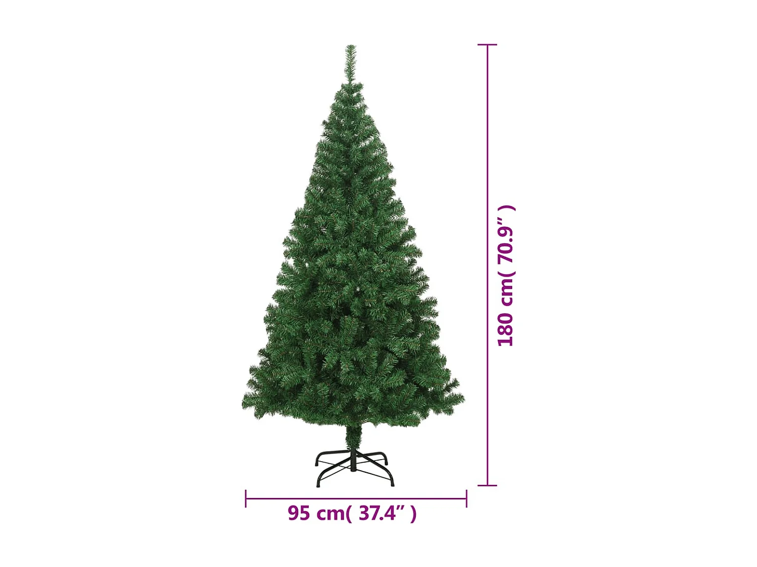 Albero di Natale artificiale con rami spessi verde 180 cm PVC