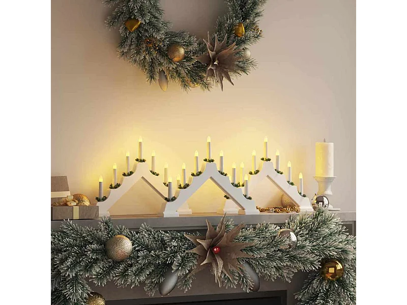 Pont de bougie de Noël 3 pcs Blanc 39.5 x 5 x 29 cm Pin massif