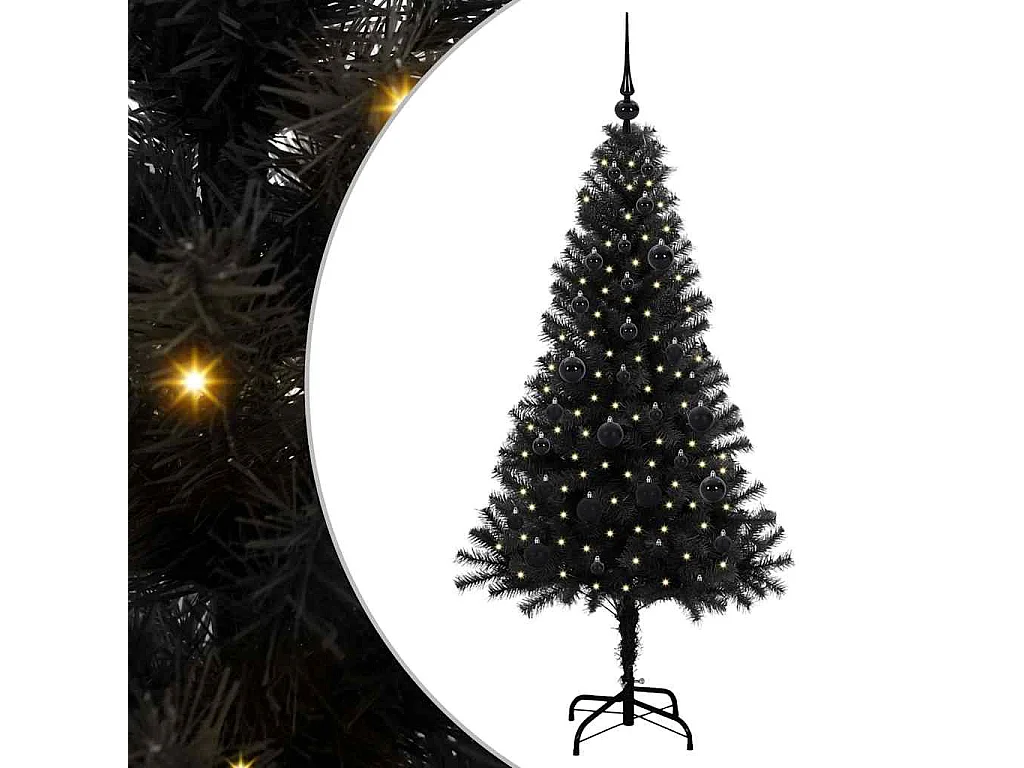 Weihnachtsbaum mit 150 LEDs mit Ständer Schwarz 150 cm PVC