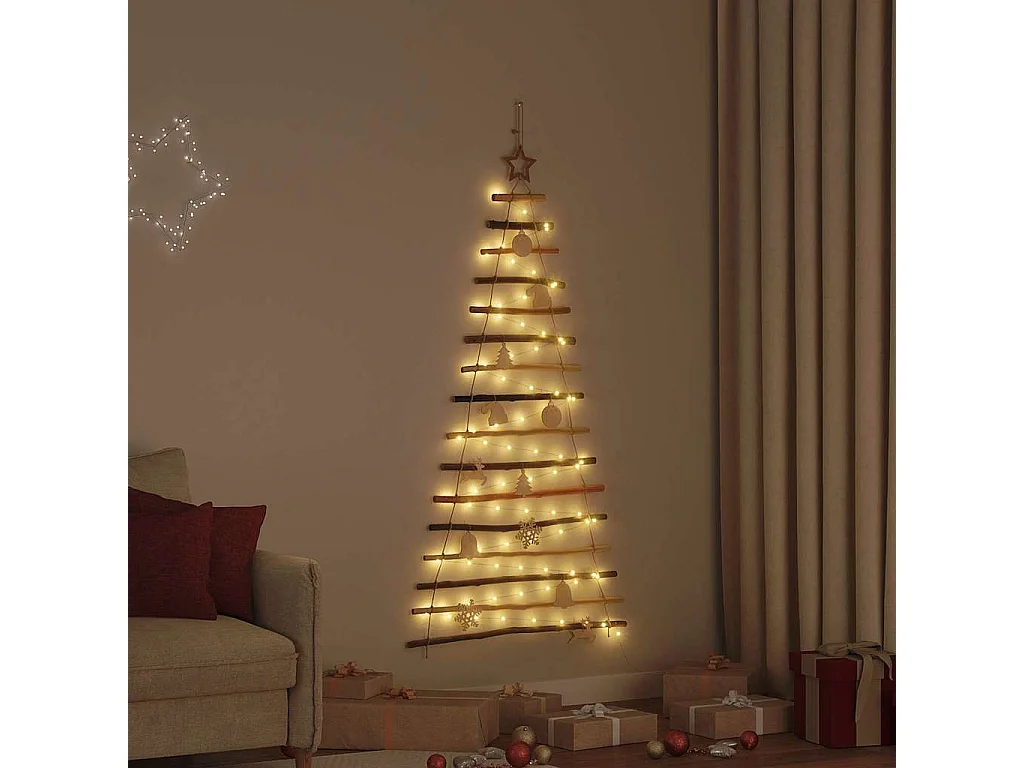 Weihnachtsbaum mit 80 LEDs Natur 150 cm Esche massiv
