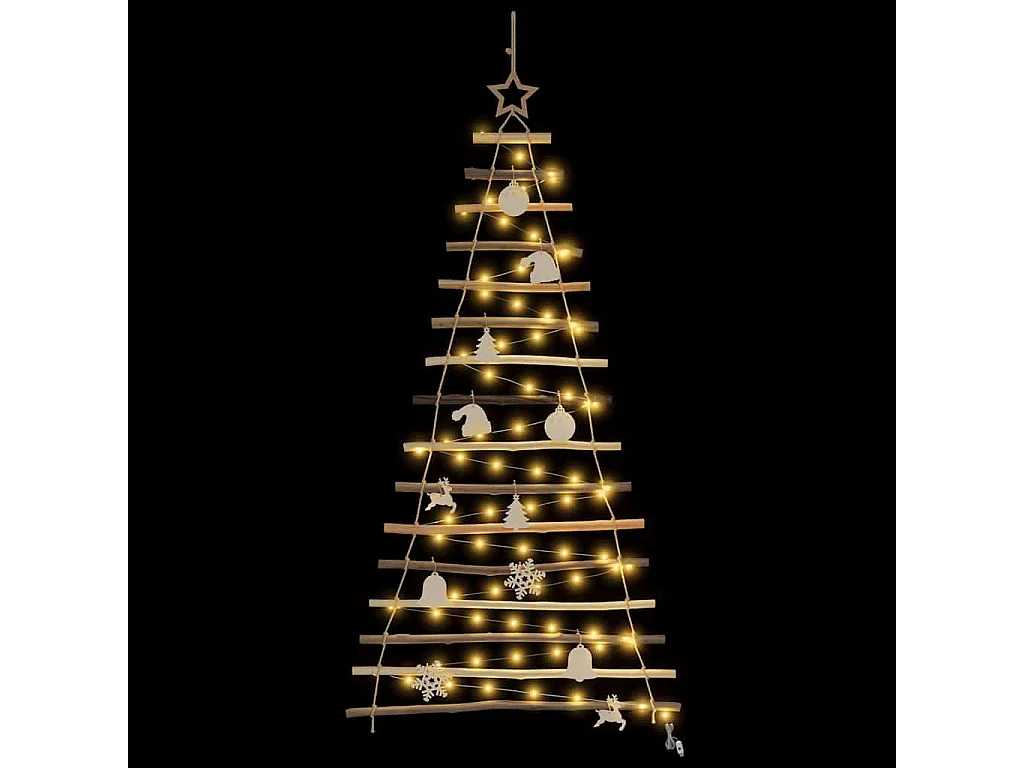 Weihnachtsbaum mit 80 LEDs Natur 150 cm Esche massiv