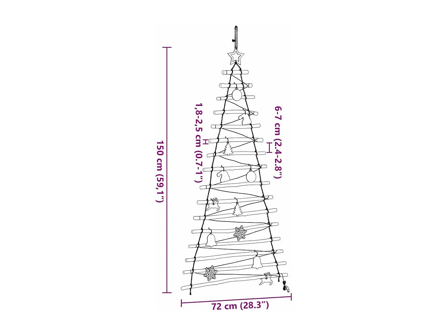 Weihnachtsbaum mit 80 LEDs Natur 150 cm Esche massiv