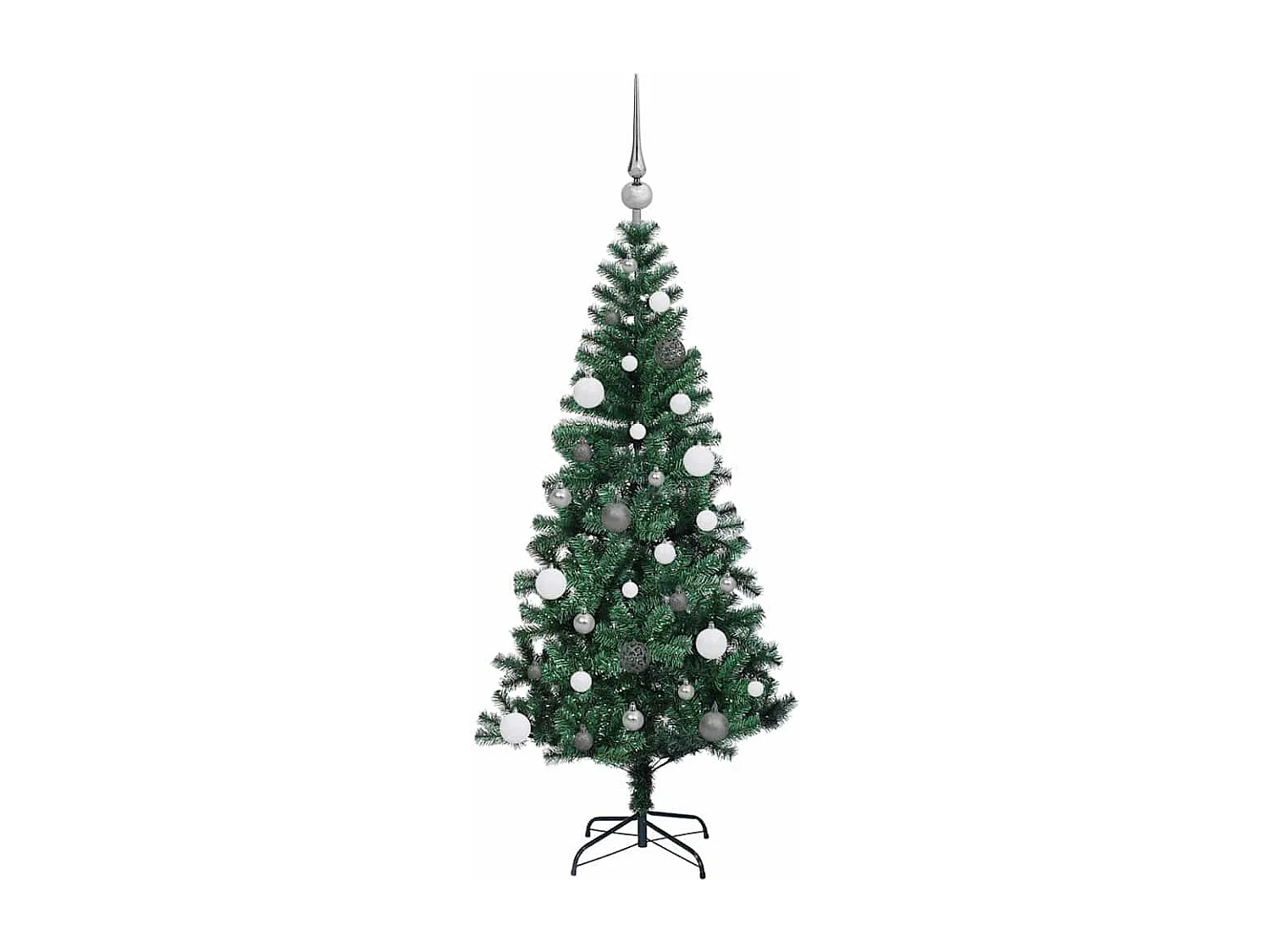 Voorverlichte kunstkerstboom groen 150 cm PVC en metaal
