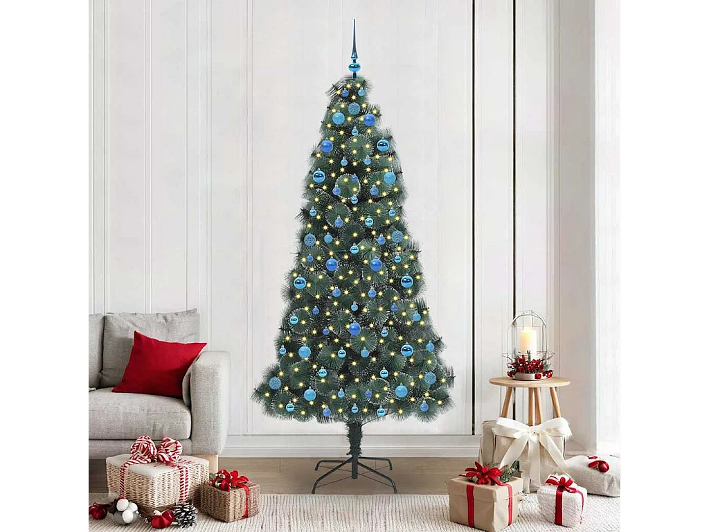 Albero di Natale artificiale preilluminato con set di palline