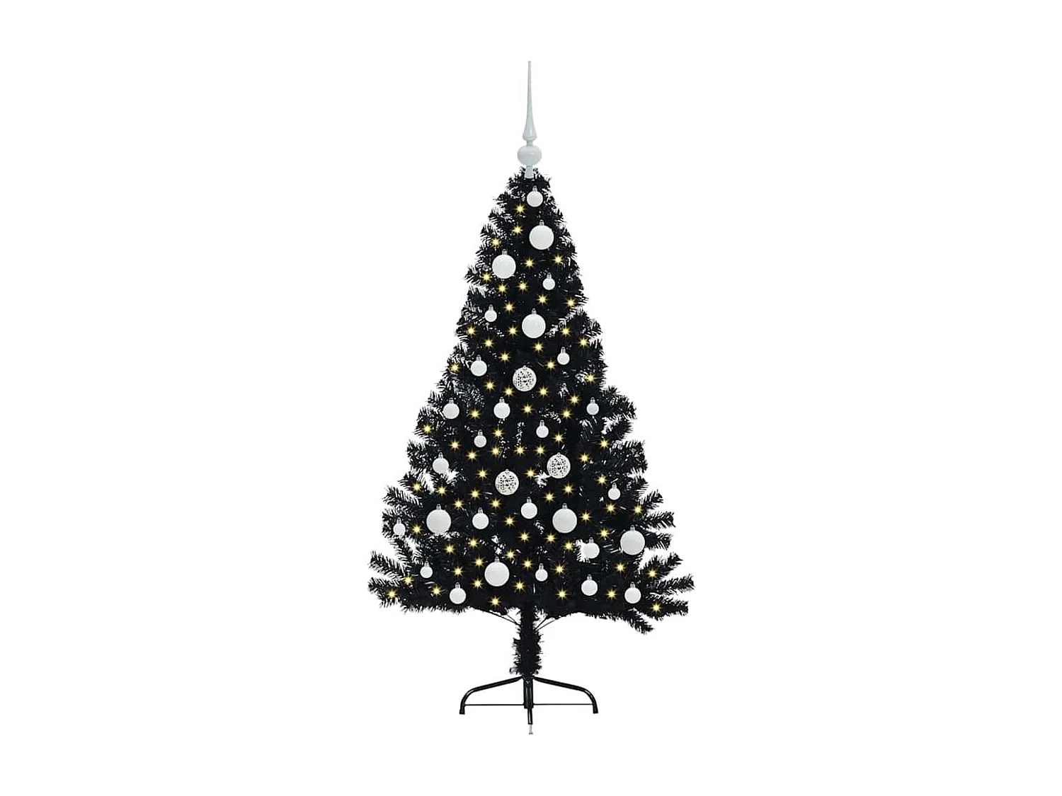 Sapin de Noël artificiel pré-éclairé Noir 120 cm PVC