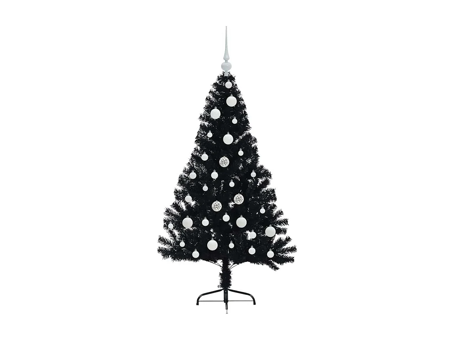 Sapin de Noël artificiel pré-éclairé Noir 120 cm PVC