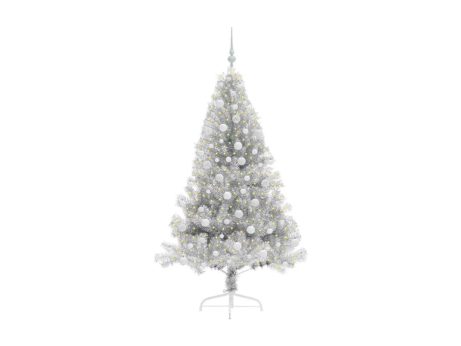Albero di Natale artificiale preilluminato argento 180 cm PET