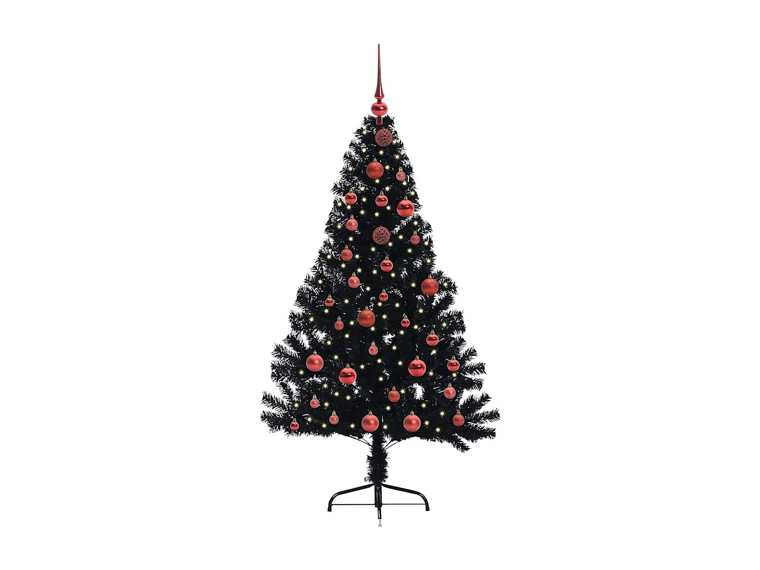 Sapin de Noël artificiel pré-éclairé Noir 150 cm PVC